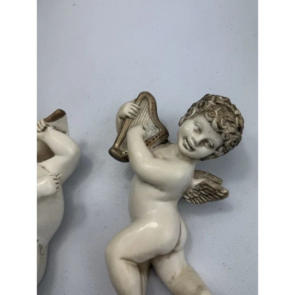 Vintage Universal Statuary Corp Chicago 1958 Cherub Angels Set 2 Wall Hanger 💛